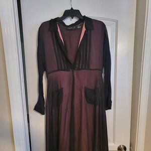 Lola P Dress - Sm, Pink w/sheer Black overlay